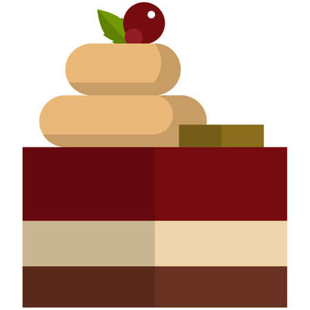 Sweet chocolate glazed cake with cherry isolated vectorのイラスト素材
