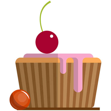 Vector sweet cupcake or muffin isolated on whiteのイラスト素材