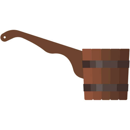 Bath wooden tub ladle vector isolated on whiteのイラスト素材