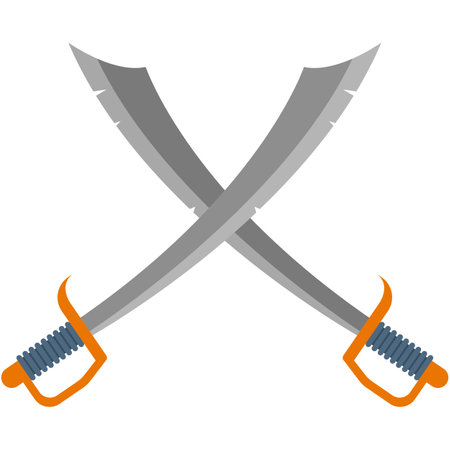 Crossed sword or saber vector isolated on white backgroundのイラスト素材