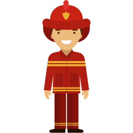 Fireman flat vector icon isolated on white backgroundのイラスト素材