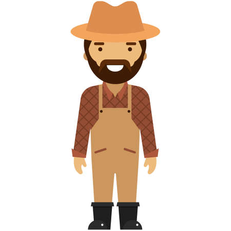 Farmer flat vector icon isolated on white backgroundのイラスト素材