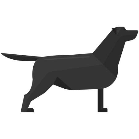Dog vector, cute black labrador breed pet isolated iconのイラスト素材
