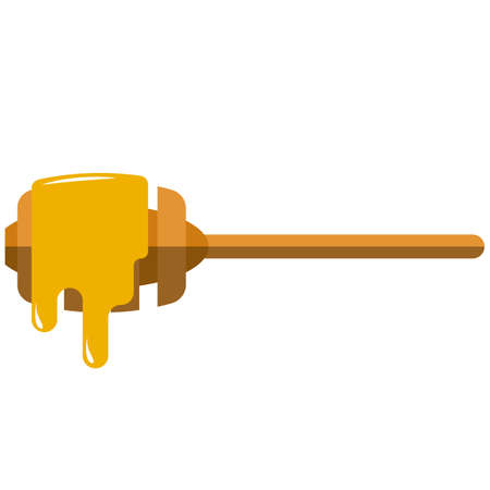 Honey dripper spoon icon dipper vector isolated on whiteのイラスト素材