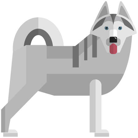 Dog vector, alaskan malamute husky wolf iconのイラスト素材