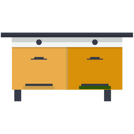 Bee honey house hive wooden box vector isolated on whiteのイラスト素材