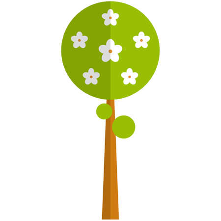 Green garden tree flat vector isolated on whiteのイラスト素材