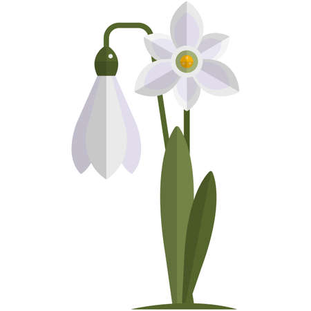Snowdrop flower vector spring plant icon illustrationのイラスト素材