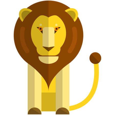 Lion flat vector, tropical animal icon on whiteのイラスト素材
