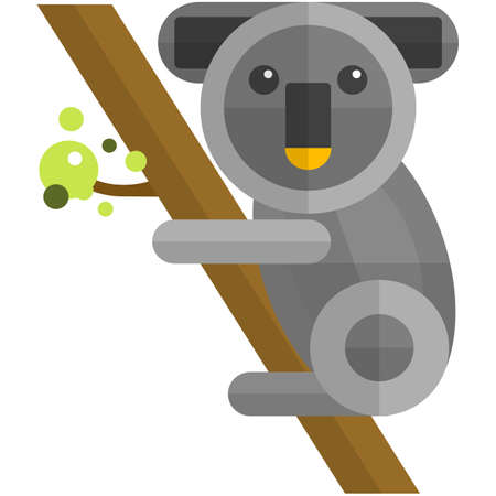 Cute koala bear on tree flat vector illustrationのイラスト素材
