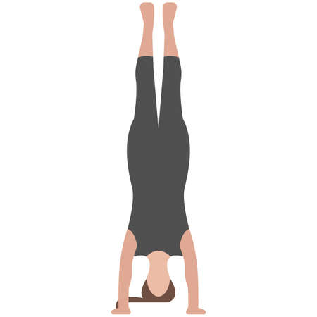 Yoga handstand vector illustration isolated on whiteのイラスト素材
