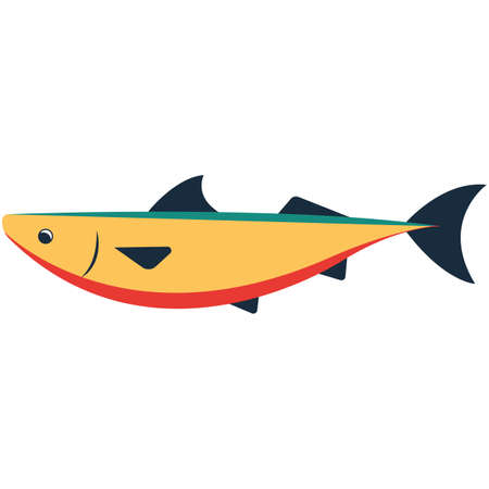 Yellow fish flat vector icon isolated on whiteのイラスト素材