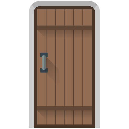 Vector wooden door closed isolated on white backgroundのイラスト素材