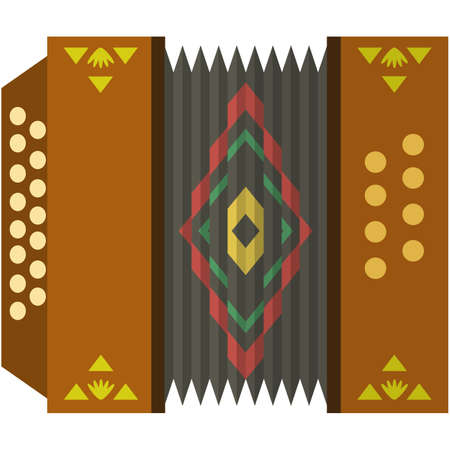 Accordion vector vintage music instrument isolated on whiteのイラスト素材