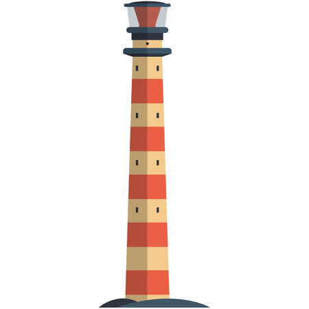 Vector lighthouse illustration tall stripped beacon tower logoのイラスト素材