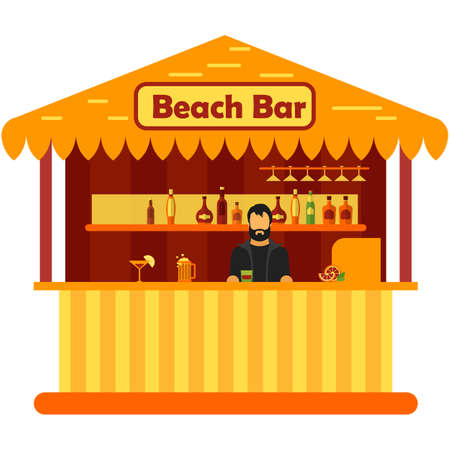Beach bar vector illustration cocktail hut on whiteのイラスト素材