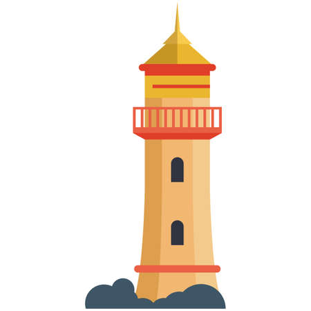 Vector lighthouse illustration, seashore beacon tower logoのイラスト素材