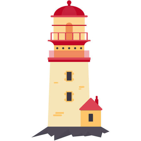 Vector lighthouse illustration isolated on white backgroundのイラスト素材