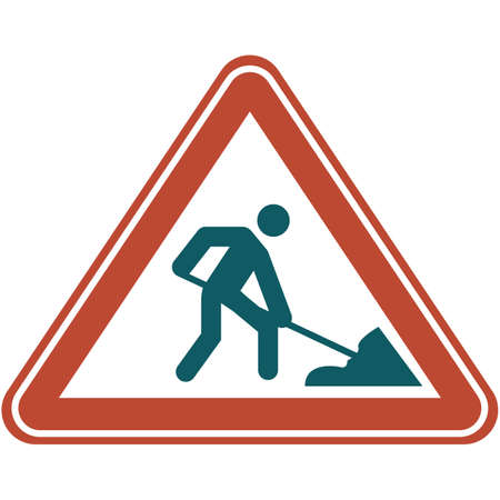 Road under construction warning street sign vectorのイラスト素材