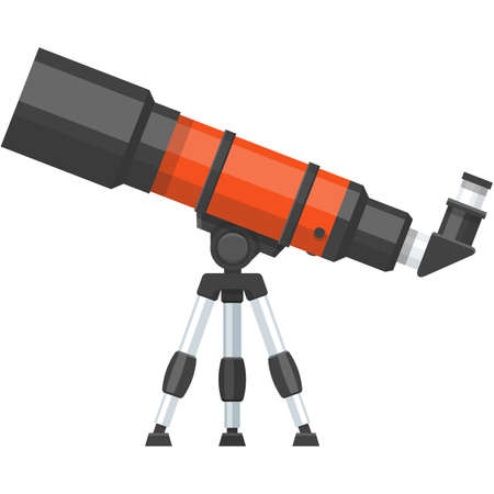 Telescope vector icon flat spyglass illustration on whiteのイラスト素材