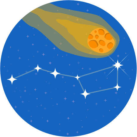 Ursa constellation and falling meteorite vector on whiteのイラスト素材
