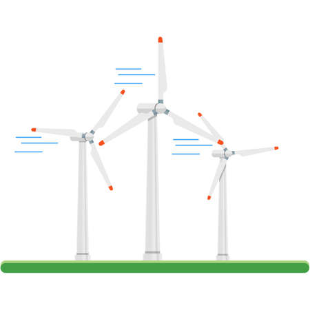 Wind energy power turbine vector icon isolated on whiteのイラスト素材