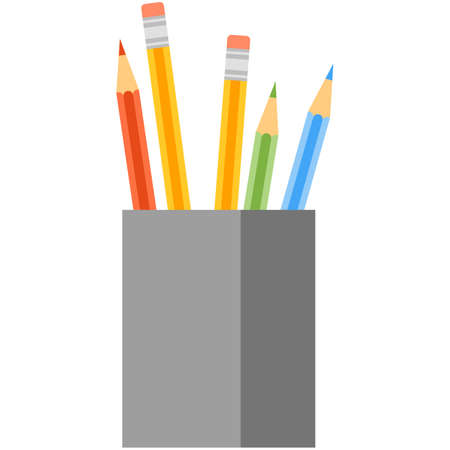 Pencil in box holder vector isolated on white backgroundのイラスト素材