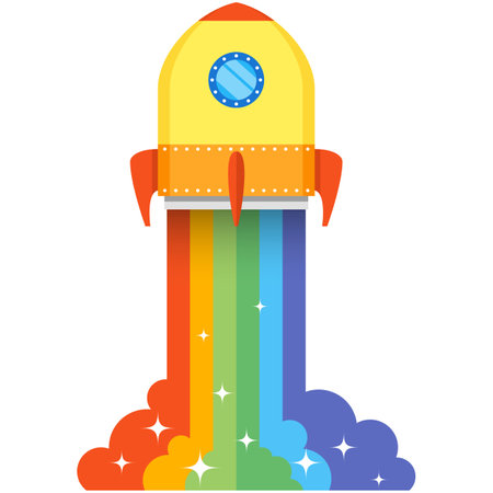 Rocket vector space ship flat startup isolated iconのイラスト素材
