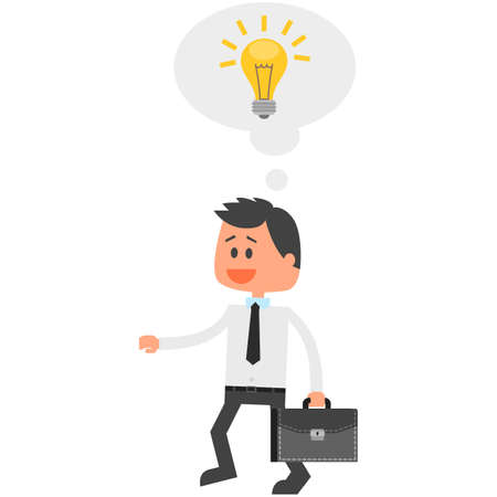 Businessman with idea lightbulb vector illustration on whiteのイラスト素材