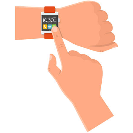 Smartwatch on hand icon vector isolated on whiteのイラスト素材