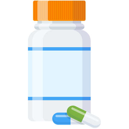 Pills plastic bottle or vitamin supplement container vectorのイラスト素材