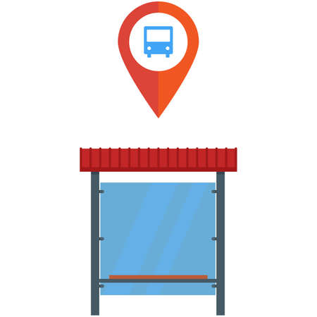 Bus stop smart mobile phone gps navigation vectorのイラスト素材
