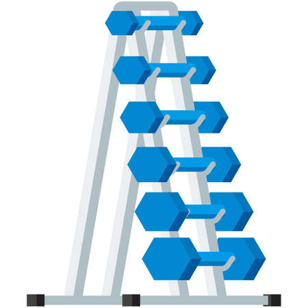 Dumbbell stand, barbell rack isolated vector on whiteのイラスト素材