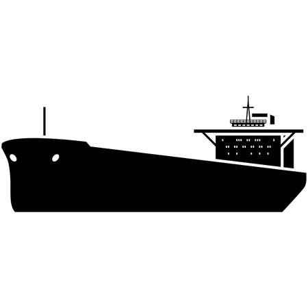 Oil ship tanker vector marine cargo vessel silhouetteのイラスト素材