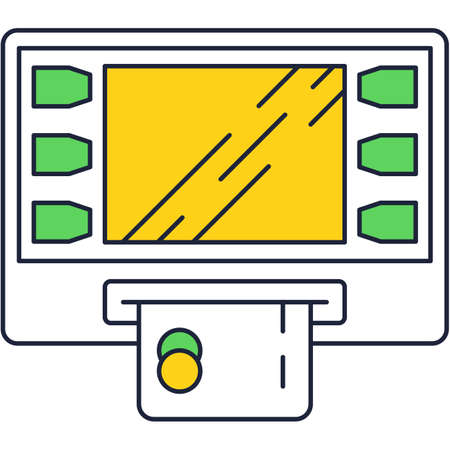 ATM payment machine outline flat icon vectorのイラスト素材