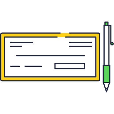 Bank check and pen vector icon designのイラスト素材