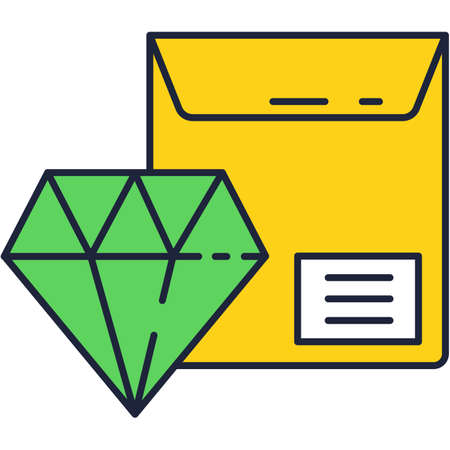 Jewel brilliant gem and pocket parcel vector iconのイラスト素材