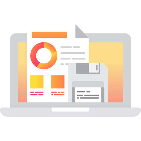 Save data icon vector file on computer monitor