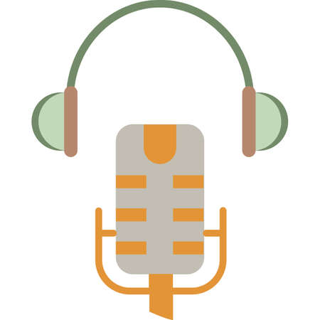 Podcast icon vector radio mic headphone logoのイラスト素材