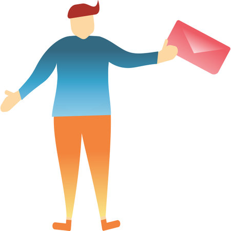 Mail delivery icon, vector character with envelopeのイラスト素材