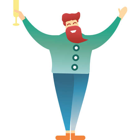 Vector man with champagne glass flat iconのイラスト素材