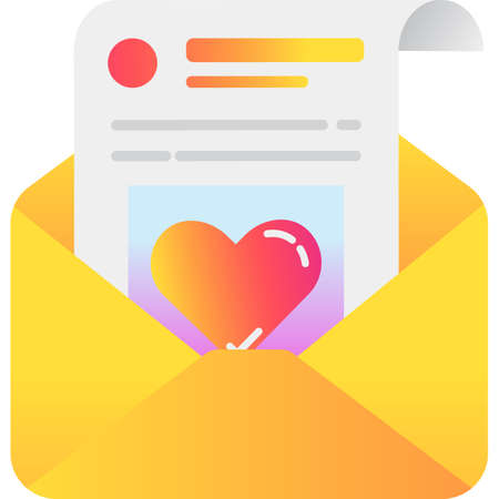 Heart letter paper love gift card icon vectorのイラスト素材