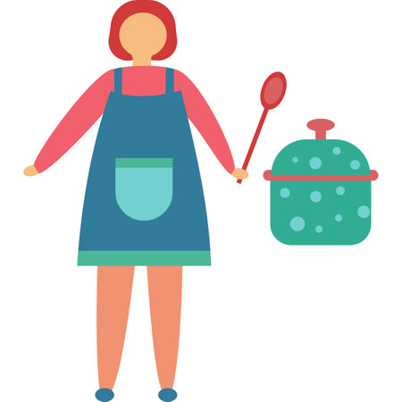 Woman housewife in apron icon vector characterのイラスト素材