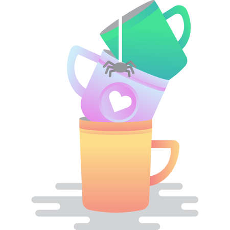 Dirty cup stack icon used dish vector on whiteのイラスト素材