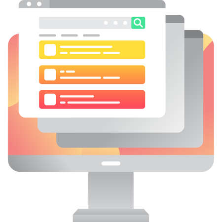Vector computer icon online browser flat websiteのイラスト素材