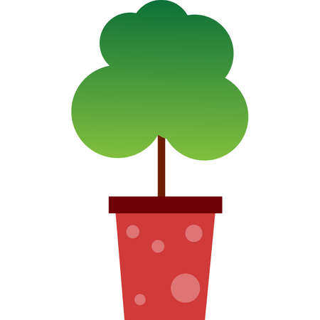 Tree in pot vector icon flowerpot plant isolatedのイラスト素材