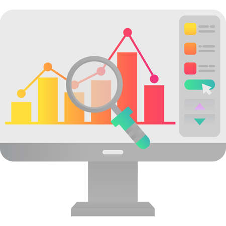Data analysis icon financial chart on pc vectorのイラスト素材