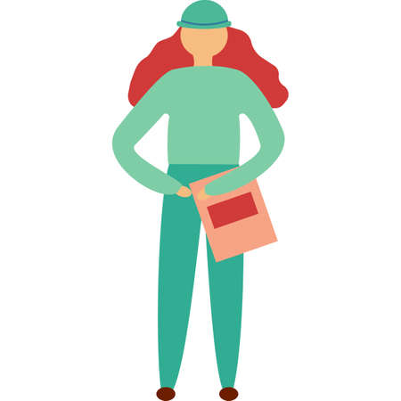 Student icon young girl character vector portraitのイラスト素材