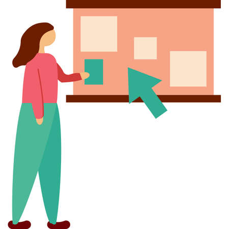 Woman at board vector icon isolated on whiteのイラスト素材