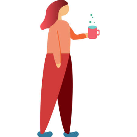 Young woman with coffee mug icon vector isolatedのイラスト素材